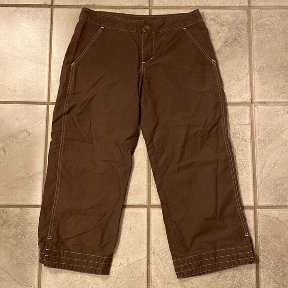 Kuhl Pants - Kühl Capri Dry Casual Hiking Outdoor Brown Chino Small Hem Slit Drawstring Waist